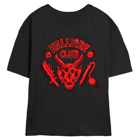 Netflix Juniors' Stranger Things Red Glow Hellfire Club Logo T Shirt