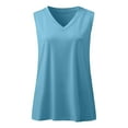 thumbnail image 4 of Brilliant Tank Tops for Women Plus Size 3x Women's Ladies V Neck Loose Tops Casual Solid Color T-Shirt Sleeveless Blouse Vest (Blue,XXL), 4 of 5
