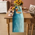 thumbnail image 2 of Blue Teal Ombre Table Runner - 60 Inch Long Coastal Beach Modern Abstract Art Cotton and Linen Blended Dress Scarves Farmhouse Table Runner for Kitchen Dining, Coffee Table, 13" x 60", 2 of 8