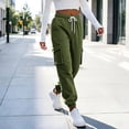 thumbnail image 6 of Womens Casual Sweatpants, Elastic Drawstring Waist Tapered Leg Pants with Multi Pockets, Jogger Pants for Fitness & Running | VerBelle,Army Green L, 6 of 7