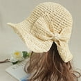 thumbnail image 4 of Pack de 2 sombreros de sol plegables de paja de ala ancha para mujeres y niñas (blanco y marrón) JM, 4 of 5
