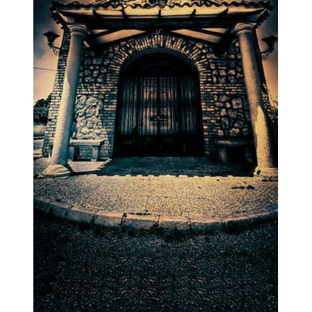 Image of ABPHOTO Polyester Dark Photography Backdrops Arched Door Architecture Scenery 5x7ft Mural