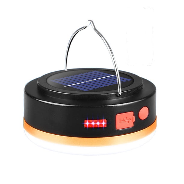Naiovety Luz colgante para tienda de campaña Solar ABS, portátil recargable, Control remoto de 5 velocidades, salida USB, lámpara de Camping Iluminación y accesorios Negro Naiovety HA074566-01