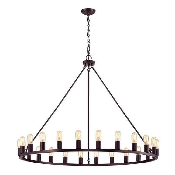 Oil Rubbed Bronze 24-light Wagon Wheel Chandelier - 48-inch - Oil Rubbed Bronze