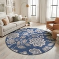 thumbnail image 3 of Madison Transitional 5' Round Navy and Cream Polypropylene Indoor Area Rug, 3 of 6