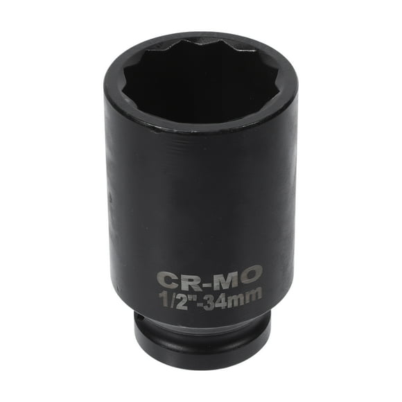 Unique Bargains 1 Pcs Impact Socket Durable Hardware Tool 78mm Black High Carbon Steel 12 Point 34mm for Car Motorcycle Dirtbike Repair 1/2 Inch Drive