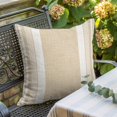 thumbnail image 3 of Throw Pillow Covers 24x24 Inch, Vintage Cream Striped Decorative Pillow Cases for Couch Sofa Bed, Farmhouse Modern Stripes Boho Linen Cotton Linen Square Home Decor Pillowcases with Hidden Zipper, 3 of 9