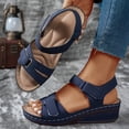 thumbnail image 3 of Orthopedic Sandals for Women Comfortable Low Wedges Breathable Footbed Arch Support Walking Shoes with Adjustable Strap Blue Size 7.5, 3 of 5