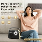 UMUTOO Portable Radio AM FM SW, Small Vintage Retro Radios with Headphone Jack, Rechargeable Battery Bluetooth Speaker, for Home, Outdoor, Gifts, Elderly