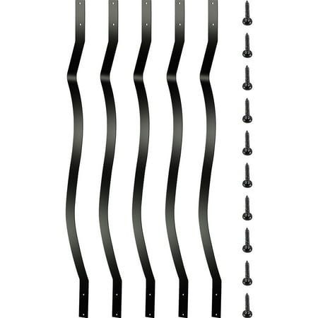 KFFKFF Deck Balusters, 26 Pack Metal Deck Spindles, 32.25"x1" Staircase Baluster with Screws, Aluminum Alloy Deck Railing for Wood and Composite Deck, Wave Arc Baluster for Outdoor Stair Deck Porch