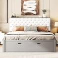 thumbnail image 2 of Queen Size Bed With Gray Wood Platform, Headboard Storage, 4 Drawers & Shoe Rack Make Platform Storage Headboard, Drawers, Rack, Version, 2 of 7