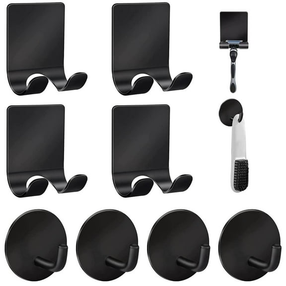 WSBArt Razor Holder for Shower   Adhesive Wall Hooks, Premium 304 Stainless Steel Shower Razor Holder with Heavy Duty Waterproof Sticky Hooks for Bathroom Hanging Towels, Coat, Hat, 8 Piece