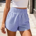 thumbnail image 6 of High Waisted Plaid Shorts for Women Loose Elastic Waist Summer Beach Sleepwear Relaxed Casual Shorts Bottoms with Pockets, 6 of 9