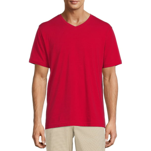 GEORGE - George Men's Big and Tall Short Sleeve T-Shirt with V-Neck ...