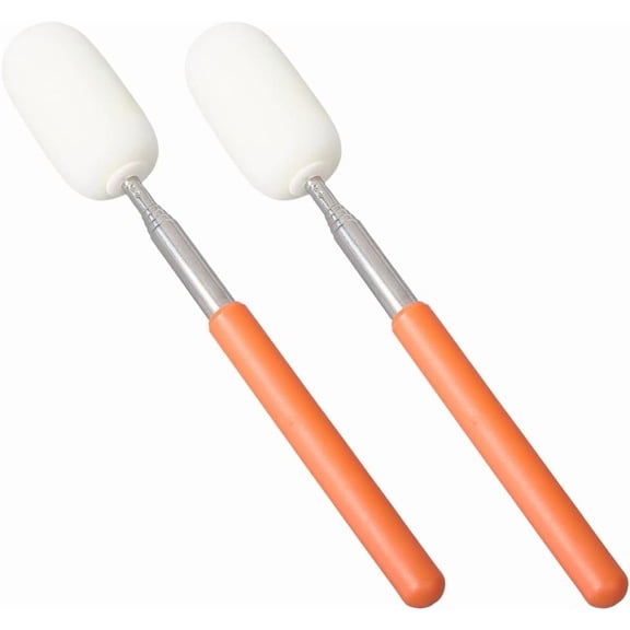 2Pcs Ceramic Telescoping Sponge Stick 24CM to 72CM Stainless Steel Sponge Rods Retractable Pottery Mud Artist Clay Ceramic Pottery Auxiliary for Cleanup Excess Water from Tall or Narrow Orange