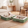 thumbnail image 3 of Small Pet Bed Orthopedic for Cat Dog Four-Sided Bolster Cushion with Waterproof Removable Washable Cover Pet Sofa Green, 3 of 11