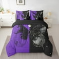 thumbnail image 3 of Feelyou Tribal Butterfly Animal Twin Bedding Sets 7-Piece, Psychedelic Stars Galaxy Bedding Comforter Set, Black Purple Reversible Sheet Sets, Breathable Home Decor, 3 of 8