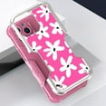 thumbnail image 3 of Case and Pouch Bundle for iPhone 14: Heavy Duty Armor Rugged Case (White Flowers on Pink) and Vertical Nylon Fabric Belt Holster (Grey), 3 of 9