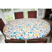 Covers For The Home Deluxe Elastic Edged Flannel Backed Vinyl Fitted Table Cover - Floating Floral Pattern - Oblong/Oval - Fits Tables up to 48" W x 68" L (ETFFL76)