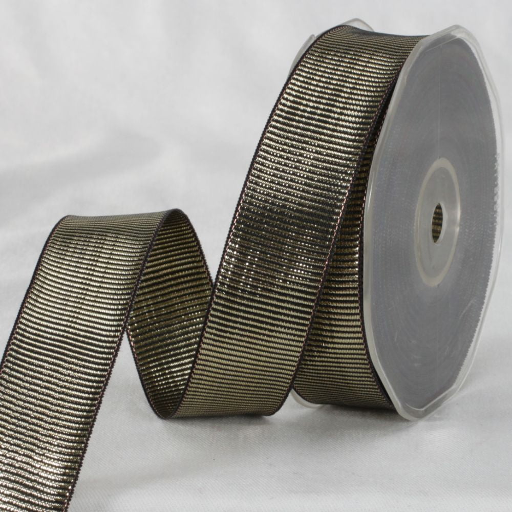 Black and Gold Colored Striped Craft Ribbon 1" x 22 Yards