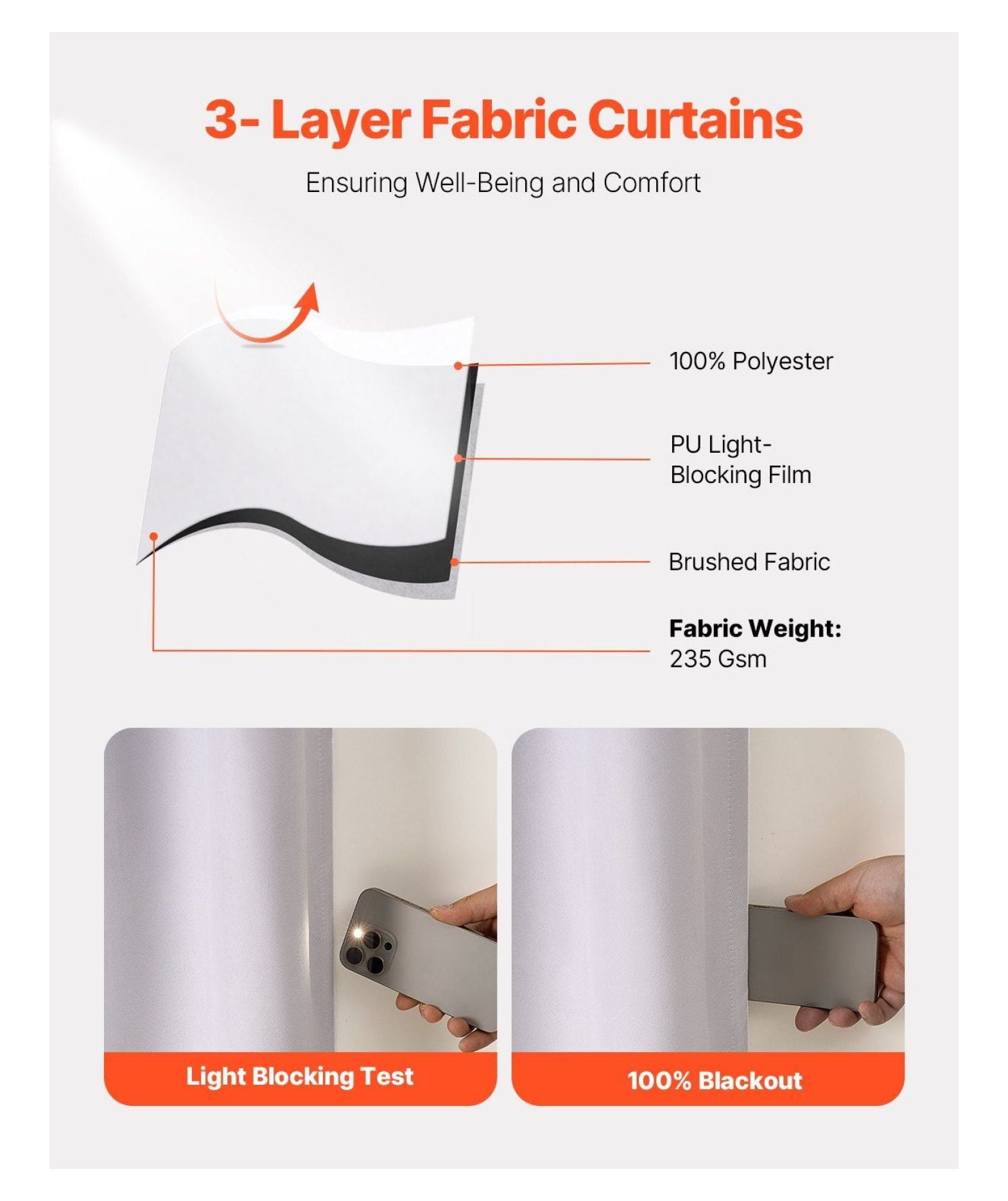 Blackout Curtains 84 Inch Length 2 Panels Set, 52x84 Inch Bedroom Curtains