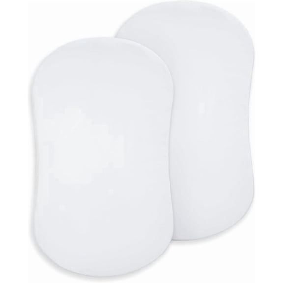 HALO BassiNest Fitted Sheets, Organic Cotton Muslin Bassinet Sheets, White, 30" x 18", 2 Pack