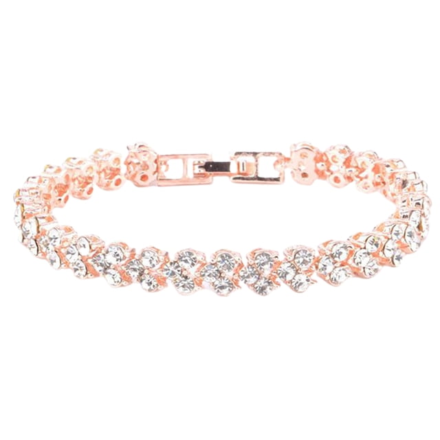 Visland Chain Cubic Elegant Woman Zircon Rhinestone Inlaid Bangle for Daily Wear
