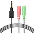 thumbnail image 1 of Adaptador de auriculares MillSO 3.3 pies 3.5mm Mic y divisor de audio Negro, 1 of 3