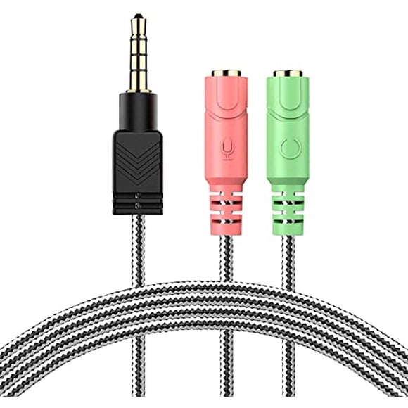 Adaptador de auriculares MillSO 3.3 pies 3.5mm Mic y divisor de audio Negro