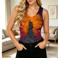thumbnail image 4 of ZGRBOU V Neck Ribbed Knit Tank Tops for Women Funny Witch Scene Print Shirts Gothic Holiday Sleeveless Tee, 4 of 6