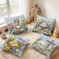 thumbnail image 5 of AZXY Easter Decorative Throw Pillow Covers 18x18 Set of 4, Soft Flock Fabric Square Pillow Case, Farmhouse Outdoor Pillow Cover for Couch Sofa Bed Car Spring Easter Home Decor, 5 of 6