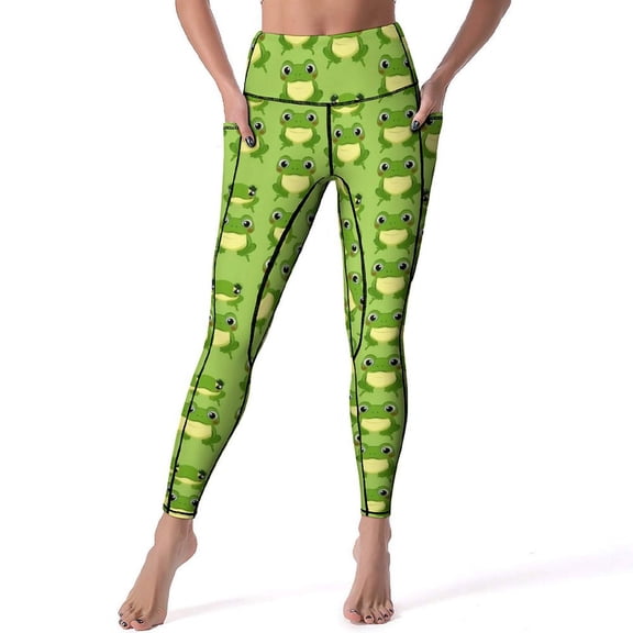 Quirky Frogs Riding Penny Farthing Bike Yoga Pants Workout Gym Leggings Push Up Stretch Sport Pants Elegant Yoga Legging Gift