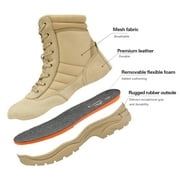 NORTIV 8 Mens Military Tactical Work Boots Side Zipper Leather Motorcycle Combat Boots Trooper(6-8 Inches)