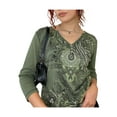 thumbnail image 3 of Qiylii Women Retro Floral Shirt Long Sleeve V Neck Club Casual Fall Blouse, 3 of 6