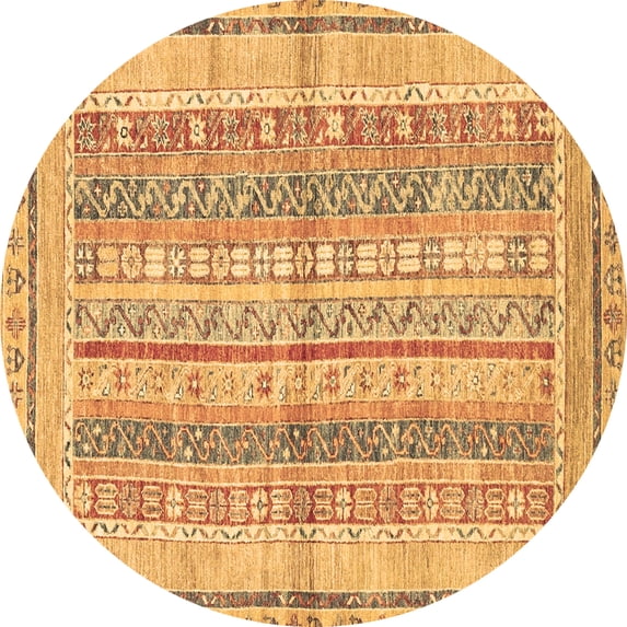 Ahgly Company Indoor Round Abstract Brown Modern Area Rugs, 7' Round