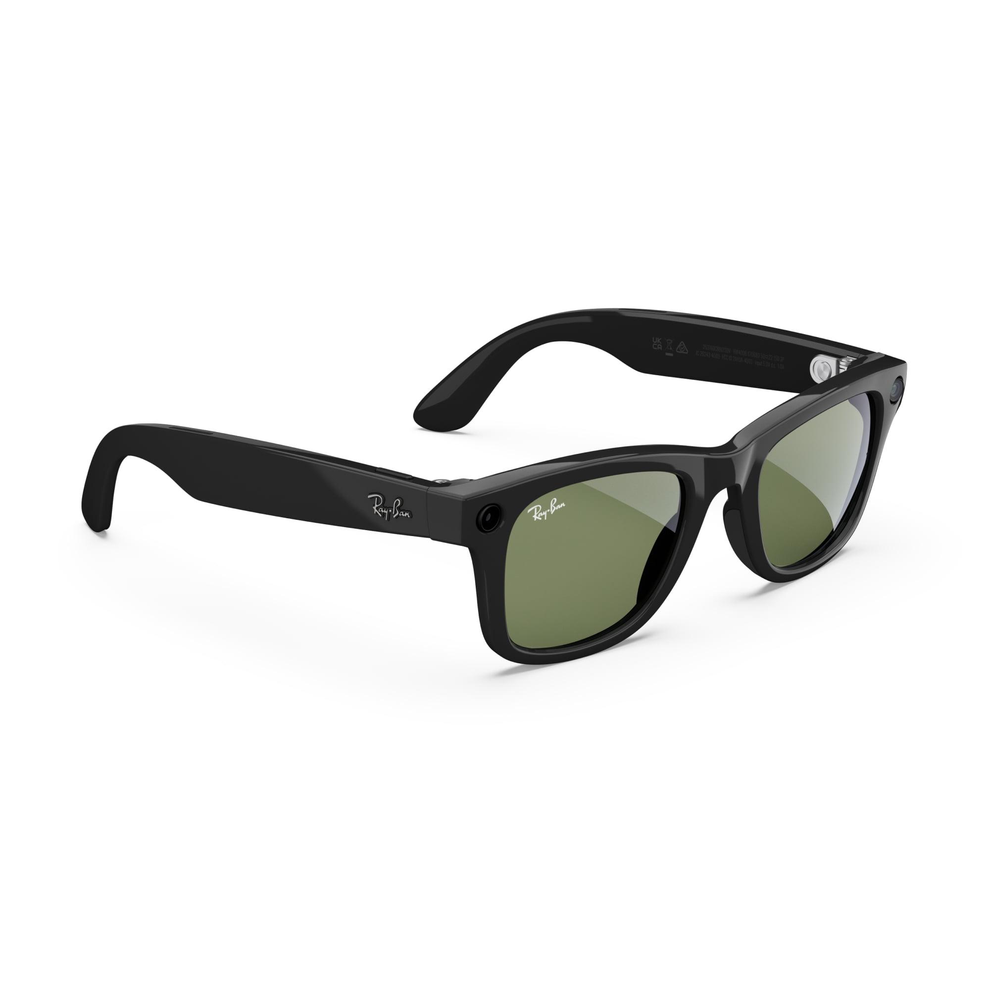 Ray-Ban Meta (Gen 1), Wayfarer Large, Shiny Black, Green Lenses | Smart AI Glasses