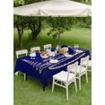 thumbnail image 3 of Outdoor Tablecloth with Umbrella Hole and Zipper, Christmas Shinny Tree Rectangle Table Cloth 60x120 Inch Waterproof Tablecloth, Xmas Light Stars Abstract Blue Picnic Table Cover for Patio Camping, 3 of 7