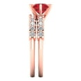thumbnail image 3 of Clara Pucci 18K Rose Gold 1.66 Simulated Ruby Engraveable Engagement Ring + Wedding Band Set, 3 of 7