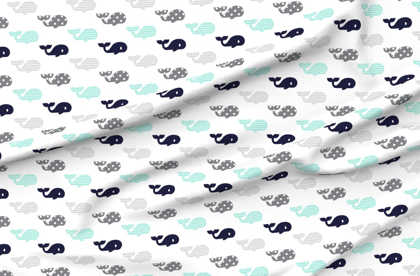  Spoonflower Fabric - Whales Nautical Nursery Whale Stripe  Summer Beach Gender Neutral Printed on Petal Signature Cotton Fabric Fat  Quarter - Sewing Quilting Apparel Crafts Decor