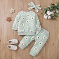 thumbnail image 5 of TOWED22 Toddler Infant Girls Fall Winter Clothing Outfits Cute Print 2 Piece Long Sleeve Graphic Tee and Elastic Waist Pants Clothes(Light Green,0-6 M), 5 of 5