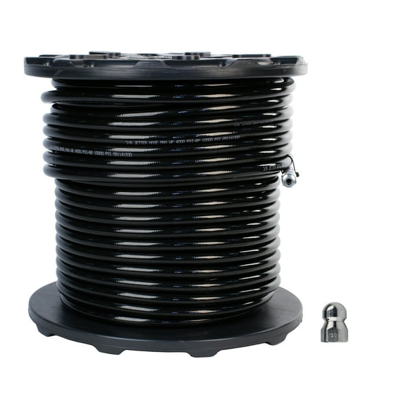 Schieffer 3/8" x 300' 4000 PSI Thermoplastic Sewer Jetter Hose & 12.0 Nozzle