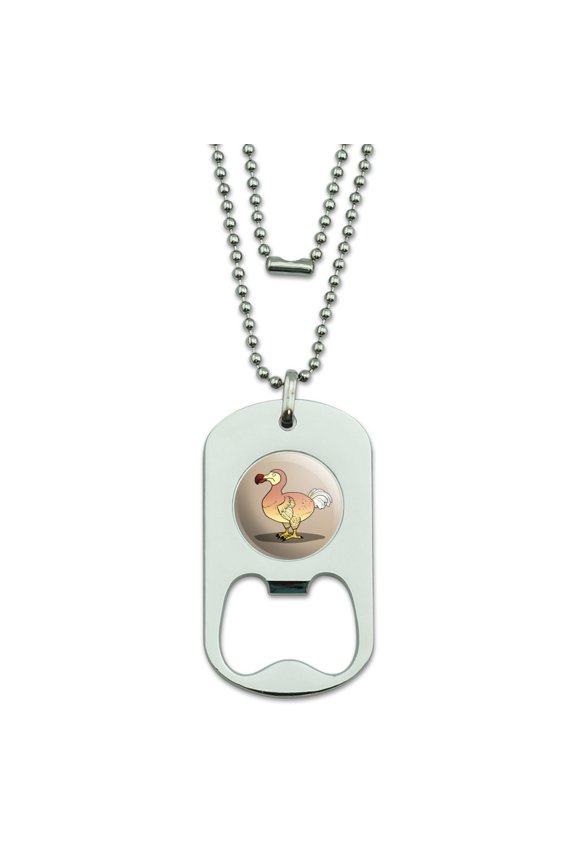 Dodo Bird Military Dog Tag Bottle Opener Pendant