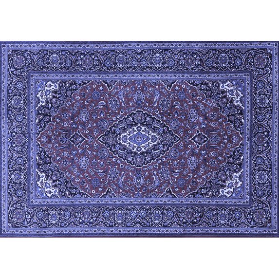Ahgly Company Machine Washable Indoor Rectangle Medallion Blue Traditional Area Rugs, 3' x 5'
