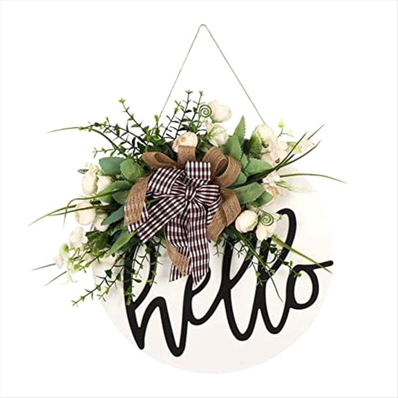 Quaqdae Welcome Sign for Front Door Round Wood Sign Hanging Welcome Sign for Farmhouse Porch Spring Welcome Sign Front Door