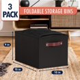 thumbnail image 7 of Ornavo Home Collapsible Shelf Basket Rectangle Storage Bins with Faux Leather Handles Foldable Fabric Shelf Storage Basket Closet Organizer and Storage Box for Clothes - 3 Pack - Large - Black, 7 of 7