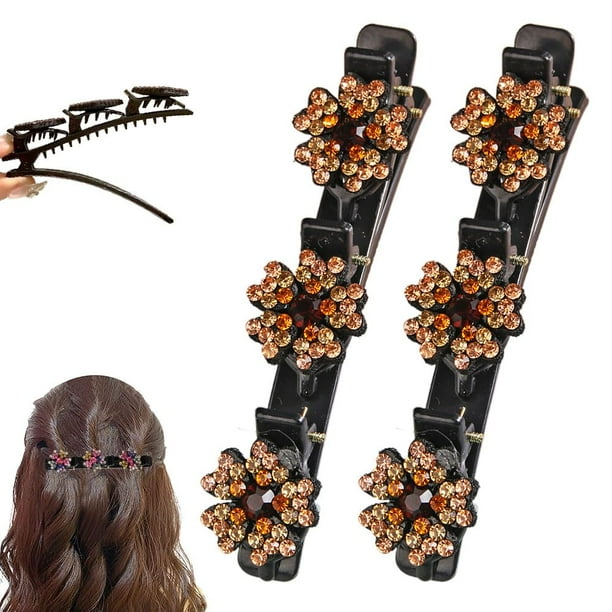 Pinzas para el cabello trenzadas con piedras de cristal brillantes, 2024 nuevas pinzas para el cabello con diamantes de imitación pequeños, pinzas para trenzar el cabello, pinzas para peinar el cabell