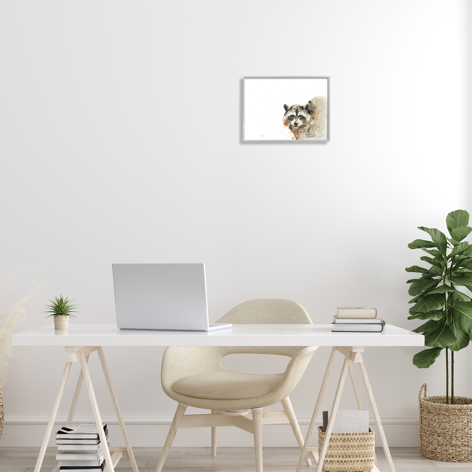Stupell Industries Forest Raccoon Watercolor Portrait Modern Abstract Painting, 14 x 11, Design by Patti Mann