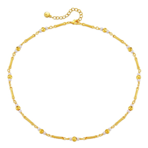 Sexy Clip Ball Chain Short Necklace Metal Texture Lucky Beads Necklace Plated 18K Gold