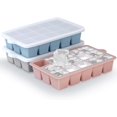 thumbnail image 1 of Molde para cubitos de hielo silicona 3 unidades tapa incluida apilable en congelador para whiskey comida bebé sin BPA, 1 of 7