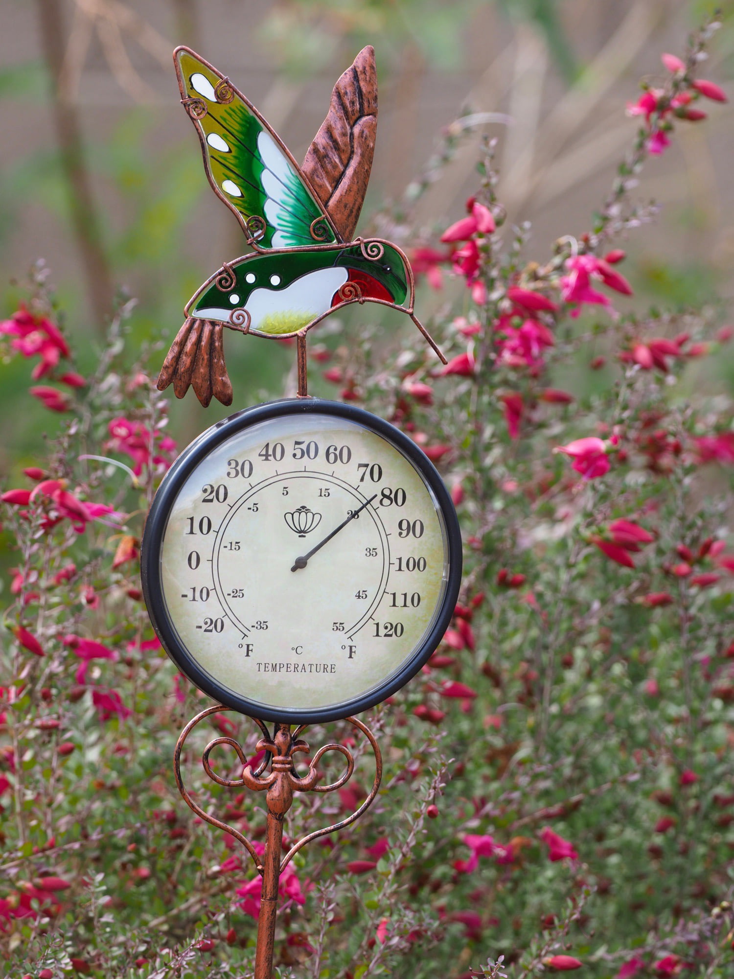 VEWOSTAR Indoor Outdoor Thermometer Hummingbird Waterproof Wall Mounted Thermometer Hanging Decor for Garden